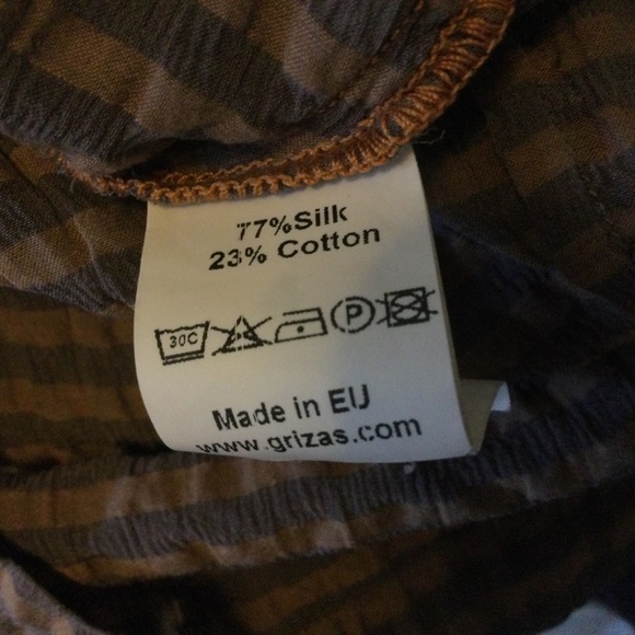 Grizas silk and cotton crinkle fabric tan and gray tunic fits medium or small - Picture 7 of 7